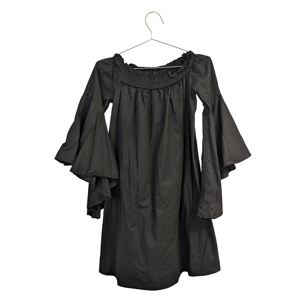 New‎ York & Company Off Shoulder Flounce Sleeve Dress Whimsigoth Witchy Black M